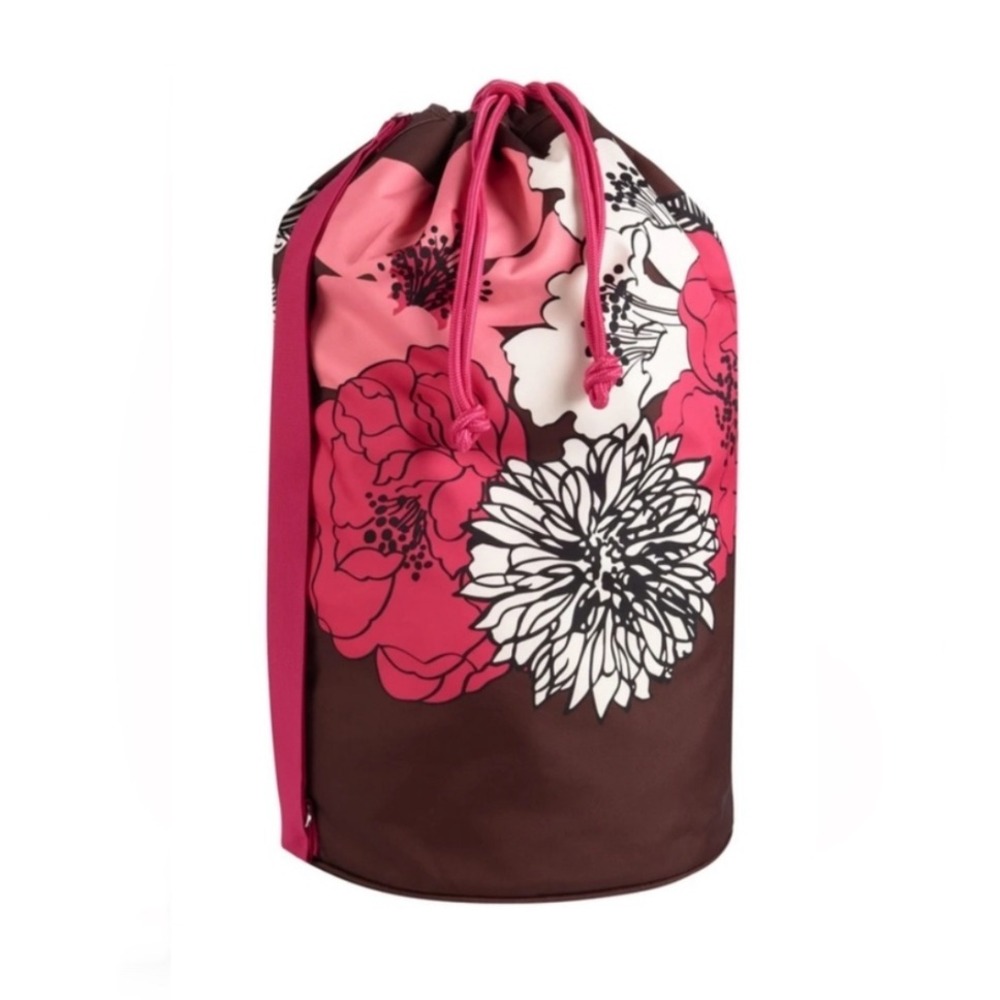 Vera‎ Bradley Large Mocha Rouge Floral Laundry Duffle Bag Pink Brown
